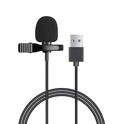 QQM USB Lavalier Microphone, Plug & Play Clip-On Lapel Mic for PC | Omnidirectional clip-on mic for clear voice recording. Plug & play USB design for laptop, PC, Mac, Zoom, streaming & gaming.