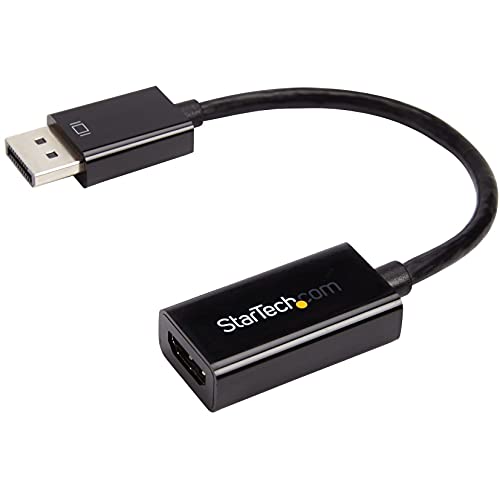 StarTech Active DisplayPort to HDMI Adapter, 4K 30Hz, 7.1 Audio (DP2HD4KS) | DP 1.2 to HDMI, 3840 x 2160, 1920 x 1200, HDCP, DPCP, Non-latching DP, 7.1ch audio, Non-latching connector, Dongle - size: 4K30Hz, style: 4K HDMI