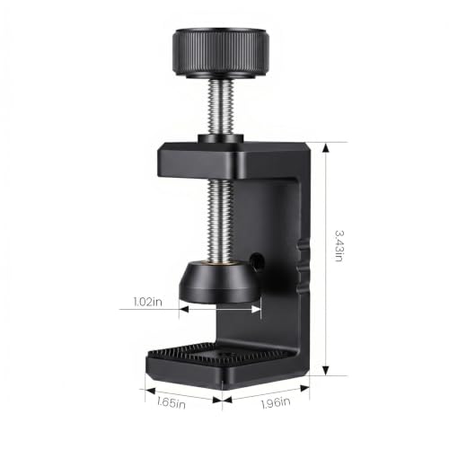 Heavy Duty C Clamp & Desk Clamp, Aluminum Alloy Table Mount with 1/4" & 3/8" Camera Tripod Adapter, Wide Jaw Design for Desk, Shelf, Camera Mount, Woodworking & Workbench (Black) - color: Black