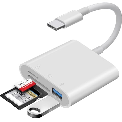 WNXSLOAD USB-C SD Card Reader, Memory Card Reader for Micro SD/SD Cards, Type C SD Adapter Compatible with iPhone 15 16, Samsung Galaxy, MacBook, iPad and More USB C Devices - 3 Slots - size: 3 Slots to USB-C