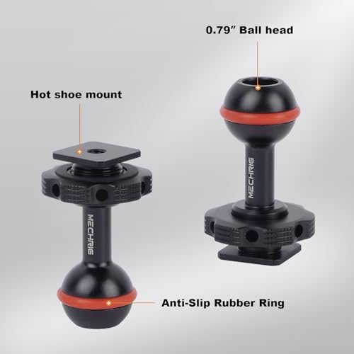 20mm Ball Head Hot Shoe Adapter for Camera Magic Arm, CNC Aluminum Alloy Quick Release Mount with Anti-Slip Ring for DSLR Rig/Gimbal Handle/Riding Filming(62008 Hot Shoe Mount Ball Head)