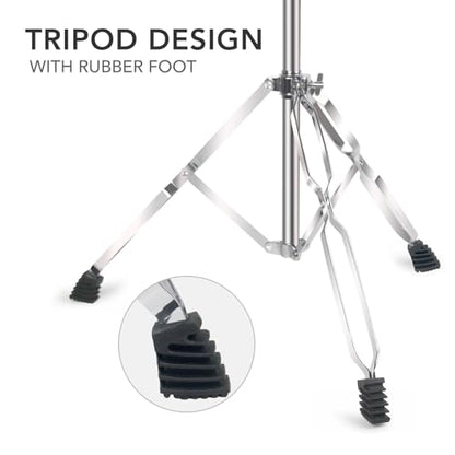 Boom Cymbal Stand, Adjustable Cymbal Stand for Drum Hardware Percussion Mount Holder Gear Set Drum Hardware Set for Mounting Crash, Ride, Splash Cymbals, Double Braced Legs with Rubber Feet