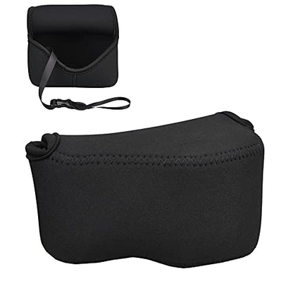 JJC Soft Neoprene Digital Camera Case Pouch Compact Bag Protector with Anti-Lost Inner Strap for Sony ZV-E10 A6500 A6400 A6300 A6100 A6000 A5500 A5100 with E 16-50mm Lens - size: for Sony ZV-E10 A6500 A6400 with Lens & More