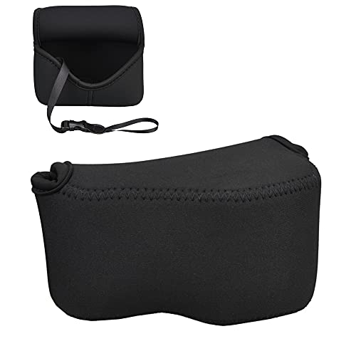 JJC Soft Neoprene Digital Camera Case Pouch Compact Bag Protector with Anti-Lost Inner Strap for Sony ZV-E10 A6500 A6400 A6300 A6100 A6000 A5500 A5100 with E 16-50mm Lens - size: for Sony ZV-E10 A6500 A6400 with Lens & More