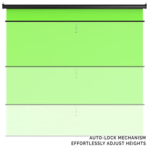 【Wider Style】 KHOMO Gear Green Screen 84 x 84 inch – Extra Large Pull Down Backdrop – Portable Collapsible Roll Down Projector Screen – Green Screen for Video, Streaming, and Photography - color: Green - Black Metal Frame
