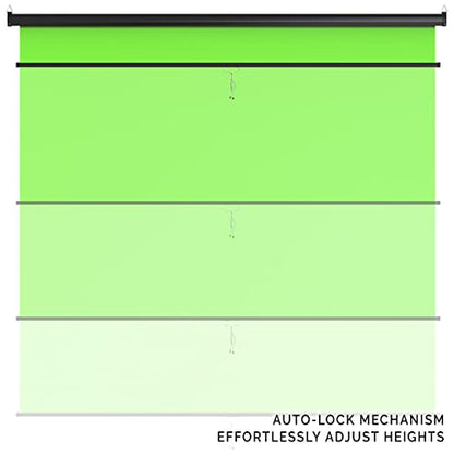 【Wider Style】 KHOMO Gear Green Screen 84 x 84 inch – Extra Large Pull Down Backdrop – Portable Collapsible Roll Down Projector Screen – Green Screen for Video, Streaming, and Photography - color: Green - Black Metal Frame