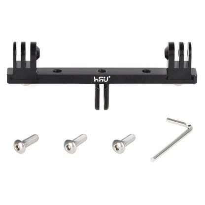 HSU Aluminum Dual Twin Mount, 1/4”-20 Cold Shoe Mount Adapter | for Go Pro Hero 13/12/11/10/9/8/7/6/5/4 DJI Osmo Action AKASO Campark and Other Action Cameras (Extension) - color: Extension