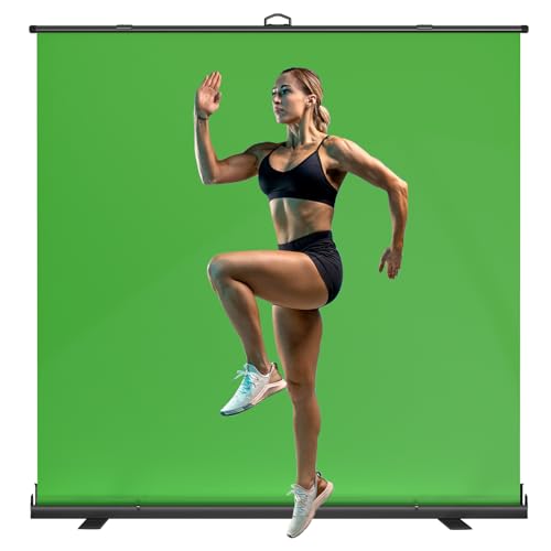 WASJOYE Large Retractable Green Backdrop Screen - 81.5 x 79 in Portable Collapsible Panel Photo Background with Stand for Photographing Studio Live Broadcasting Video Conference, Streaming - color: Green, size: 81.5 X 79 in