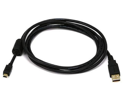 Monoprice 15-Feet USB 2.0 A Male to Mini-B 5pin Male 28/24AWG Cable with Ferrite Core (Gold Plated) (105450)