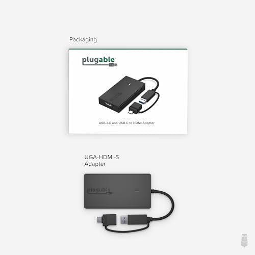 Plugable USB C to HDMI Adapter, Universal Video Graphics Adapter for USB 3.0 and USB-C Macs and Windows, Extend an HDMI Monitor up to 1440p@60hz