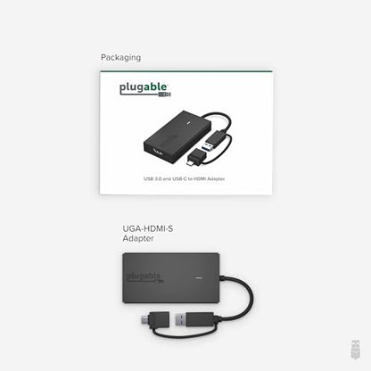 Plugable USB C to HDMI Adapter, Universal Video Graphics Adapter for USB 3.0 and USB-C Macs and Windows, Extend an HDMI Monitor up to 1440p@60hz