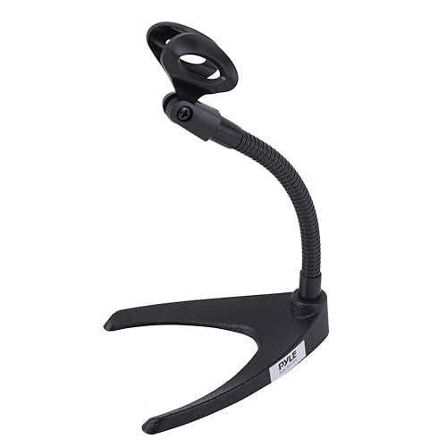 Pyle Desktop Microphone Stand - Universal Tabletop Mic Holder w/ Flexible 8.2'' Inch Gooseneck Mount and Solid U Shape Base - Perfect for Table Desk or Counter - PMKS8 - style: Single Pack