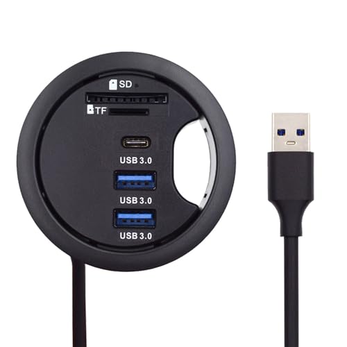 Xiwai USB 3.0 Hub Splitter, SD TF USB-C 2 Port USB Multiport Expander High Speed Type C Data Port 60mm Desk Grommet Dock Station Micro-SD Card Reader Interface for PC Desk Desktop - style: HUB04