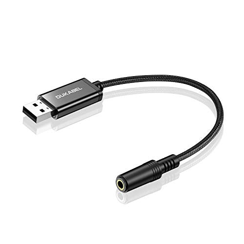 DUKABEL USB Headphone Adapter, External Sound Card with TRRS 4 Pole Jack, Mic-Supported USB to 3.5mm Audio Apdater for PC PS4 PS5 and More [9.8 inch] - size: 9.8 inch / 25 cm