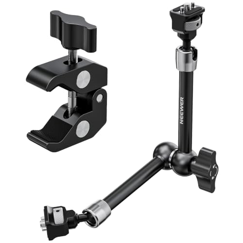 Neewer 11" Articulating Magic Arm Clamp Mount with Super Clamp, Camera Monitor Mount with 1/4" 3/8" ARRI Locating Pins & Holes for DSLR Action Camera Video Light Compatible with SmallRig Cage, ST16C - style: ST16C w/Clamp