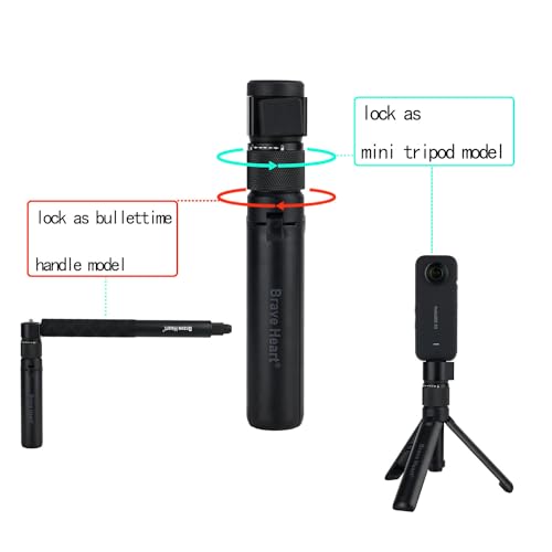 Bullet Time Handle Tripod Multi-Functional Tabletop Fold Tripod for insta360 X5/X4 Insta 360 X3,ONE RS,GO 2,ONE X2,ONE R,ONE X ONE RS Sport Camera Accessories (Mini Tripod)
