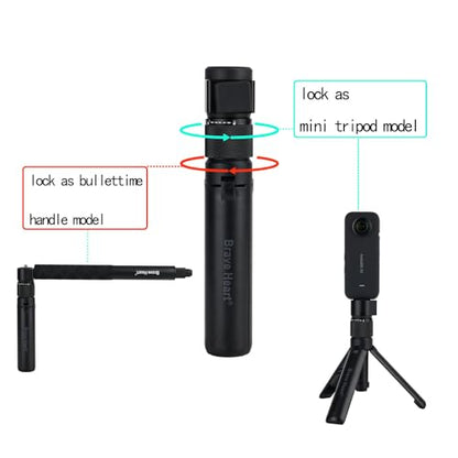 Bullet Time Handle Tripod Multi-Functional Tabletop Fold Tripod for insta360 X5/X4 Insta 360 X3,ONE RS,GO 2,ONE X2,ONE R,ONE X ONE RS Sport Camera Accessories (Mini Tripod)