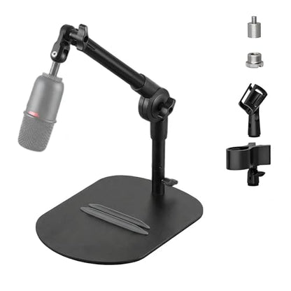 Desktop Microphone Stand, Adjustable Desk Mic Stand for AM8 K669B Yeti HyperX QuadCast SoloCast AT2020, Webcams Camera, Compatible 1/4, 3/8 & 5/8 Thread, for Recording/Podcasting/Streaming