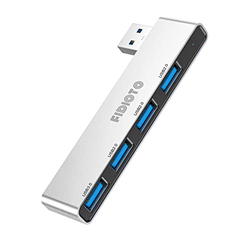 Multi Port USB Hub, Fidioto 4 Port USB Adapter(1 * 3.0 Hub, 3 * 2.0 Hub), USB Hub for Laptop, iMac Pro, MacBook Air, Mac mini/Pro, Notebook PC, USB Flash Drives and Mobile HDD Etc. - color: 4in1-Right-Silver