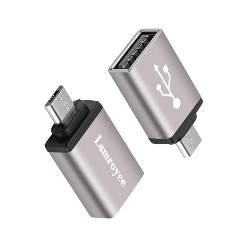 USB to Micro USB Adapter 2 Pack, Micro USB Male to USB 2.0 A Female OTG (On-The-Go) Converter Connector, Aluminum Alloy Shell, Compatible with Samsung Phone S7 S6, LG, Flash Drive, Mouse, Keyboard - style: 2 Pack