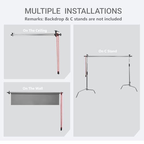 Photography Backdrop Roller Support System, 1 Roller with Plastic Chain, 120-inch Stainless Steel Crossbar - color: Red Plastic Chain