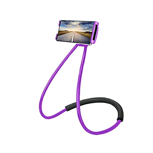 Chapter Seven Universal Smart Mobile Phone Stand,Hanging on Neck Cell Phone Mount Holder, Flexible Lazy Bracket DIY Free Rotating for Multiple Functions (Black) (Purple) - color: Purple