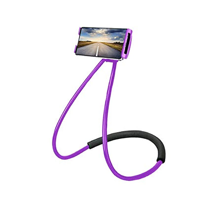 Chapter Seven Universal Smart Mobile Phone Stand,Hanging on Neck Cell Phone Mount Holder, Flexible Lazy Bracket DIY Free Rotating for Multiple Functions (Black) (Purple) - color: Purple