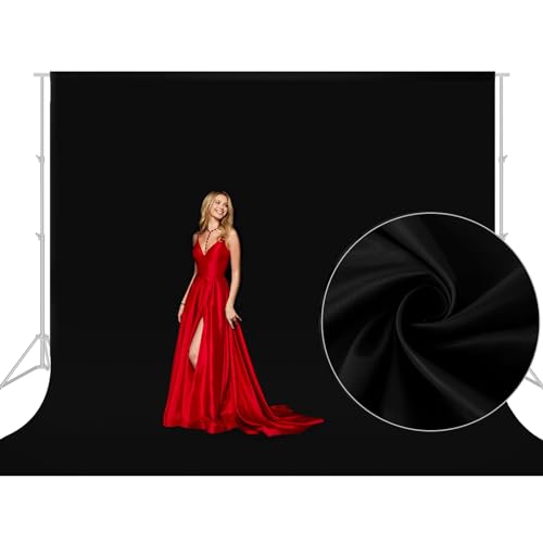 Aimosen 10x10 FT Black Backdrop Background for Photography, Large Photo Backdrop Curtain Drapes, High Density Polyester Fabric Screen for Party Portrait Photoshoots Booth Video Studio - color: Black