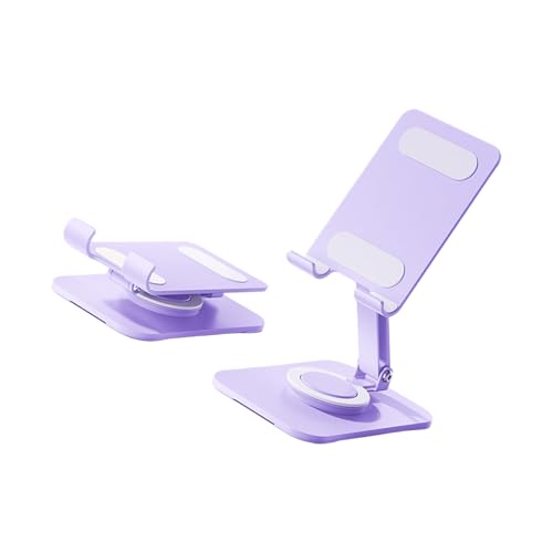 Carbon Steel Desktop Phone Stand Foldable Adjustable with Rotating Base for Video Calls Phone Tablet Portable Foldable Adjustable Desktop Rotating Desk Video Calling Online Learning Movie Hands - color: Purple