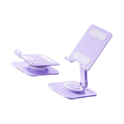 Carbon Steel Desktop Phone Stand Foldable Adjustable with Rotating Base for Video Calls Phone Tablet Portable Foldable Adjustable Desktop Rotating Desk Video Calling Online Learning Movie Hands - color: Purple