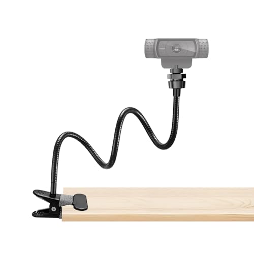 Webcam Stand Phone Mount for Desk, Gooseneck Desktop Tripod & Tabletop Phone Holder with Clamp & 1/4" Thread, Compatible with Action Camera GoPro C922 C930e C920S C920 615 C960 C920x Brio