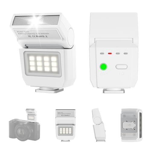 Ulanzi SL03 Mini Flash Speedlite - GN8 Powerful 6500k On-Camera Flash Light, 4 Power Levels, Compatible with Sony ZV-1/ZV-E10/Canon/Nikon/Fuji/Panasonic/Leica/Olympus, Not Fits Sony ZV-1F（White） - color: White