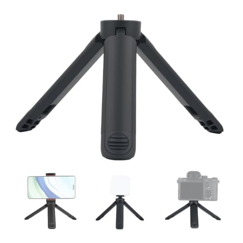 UTEBIT Extendable Mini Camera Tripod 2-Level Height Adjustable Universal Small Table Tripod with 1/4 Inch Screw Lightweight Foldable Compact Tabletop Stand for Video Photography Live Streaming