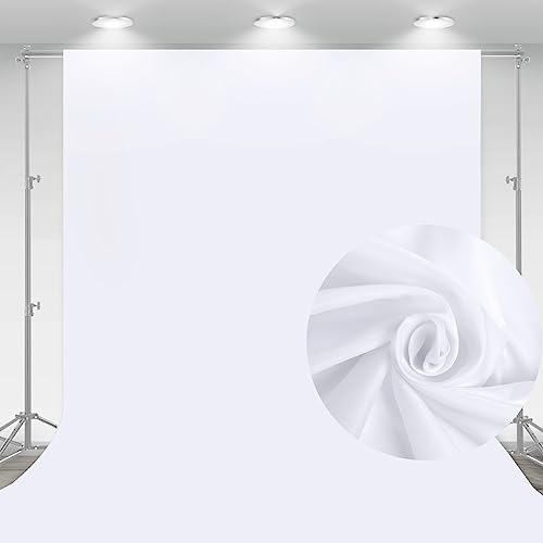 Aimosen 10 x 7 FT White Backdrop Background for Photography, Professional Pure WhiteScreen for Photoshoot, High Density Fabric Curtainfor Video Record Portrait Stand Photo Studio, with Rod Pocket - color: White, size: 7 X 10 FT