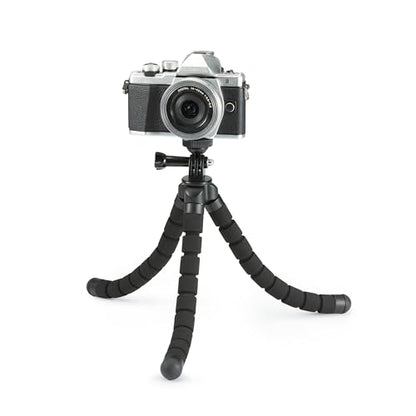 Amazon Basics Portable and Flexible Tripod with Wireless Remote and Smartphone Clamp, 10-inch, Black - size: 10inch