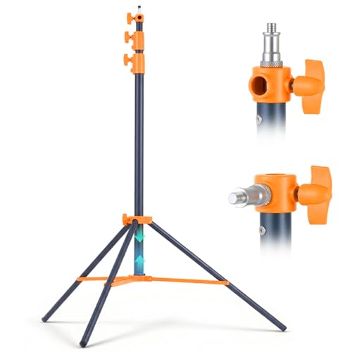 SH Light Stand Photography, 9.1ft/280cm Air Cushioned Studio Light Stand, Heavy Duty Metal Photo Video Tripod Stand with 1/4" to 3/8" Screw for Strobe, Camera, Ring Light, Softbox, Max Load 22lb/10kg - color: Orange