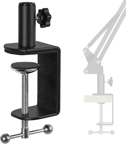 Desk C-Clamp with 1/2" Thread Hole, C Clamp for Microphone Stand, Adjustable Metal Table Clamp on Desk Lamp, Black Desk Lamp Clamp for Swing Arm Magnifying (4, black) - color: Black