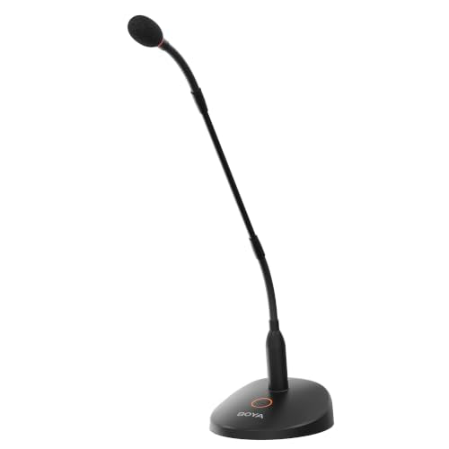 BOYA Desktop Gooseneck Condenser Microphone 18" Podium Microphones with Base LED Indicator XLR Mic for Meetings Video Conferences Streaming Lectures BY-GM18CB - size: GM18CB