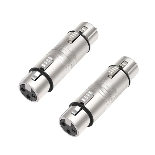 XLR Female to Female Adapter (2-Pack) - Nickel-Plated 3-Pin Microphone Connector Coupler for Professional Audio Equipment, Studio & Live Sound - color: XLR F TO F