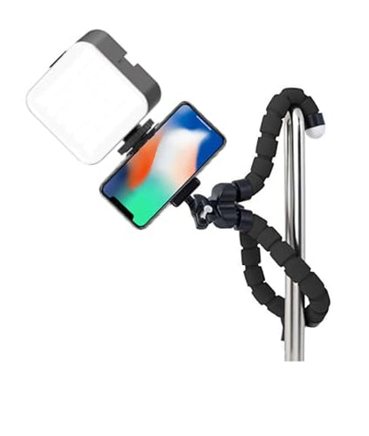 Acuvar Phone Tripod with Light – Flexible Smartphone Tripod Stand with LED Video Light & Phone Mount for iPhone & Android, Portable Desk Tripod for Video Recording, TikTok & Streaming