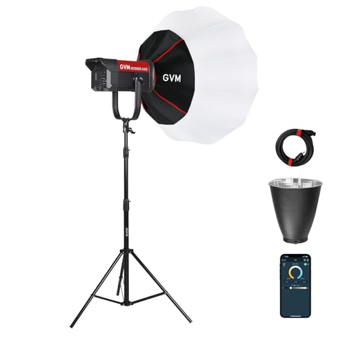 GVM 300W Video Light Kit with Lantern Softbox, SD300B AIO Photography Light with Bluetooth Control, 12 Scene Modes, 2700K-6800K Professional Studio Filming LED Light for YouTube, Vlog, Live Streaming - size: 300W - With Lantern Softbox