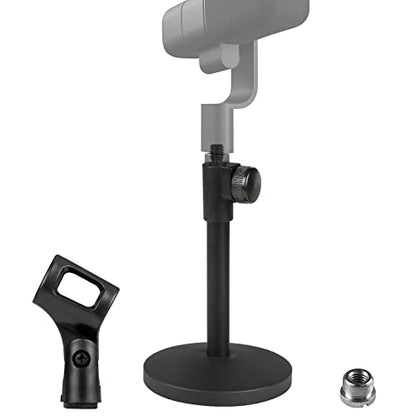 GEEKRIA for Creators Telescoping Tabletop Microphone Stand Compatible with Blue Yeti, Yeti X, Sona, Snowball iCE, Ember, Spark SL Adjustable Desk Mic Holder with Weighted Base