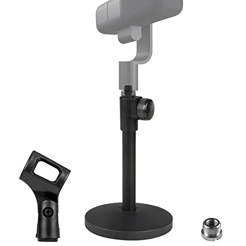 GEEKRIA for Creators Telescoping Tabletop Microphone Stand Compatible with Blue Yeti, Yeti X, Sona, Snowball iCE, Ember, Spark SL Adjustable Desk Mic Holder with Weighted Base
