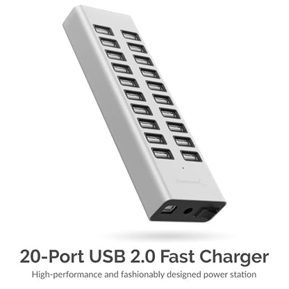 SABRENT 90W 20 Port USB 2.0 Fast Charger, 12V Power Supply Included (AX-P20C) - size: 20-PORT