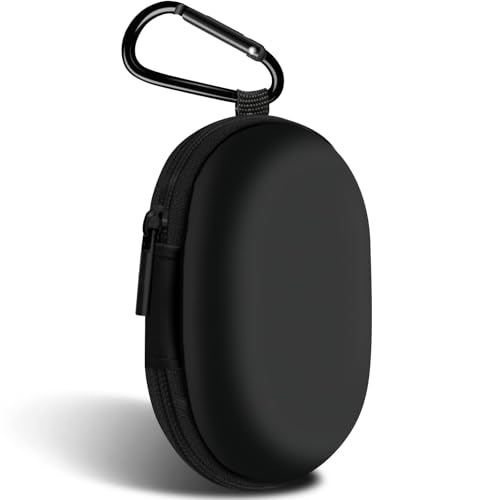 Oval Earbud Case Portable EVA Carrying Case Storage Bag Cell Phone Accessories Organizer with Carabiner for Earphone, Earbud, Earpieces, SD Memory Card, Camera Chips, Black1 - color: A5-Oval-Black