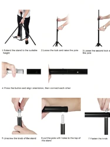 Adjustable Backdrop Stand, 10x7ft, Iron, with 4 Crossbars and 4 Clamps, Photography Studio Background Support for Party, Wedding, Birthday