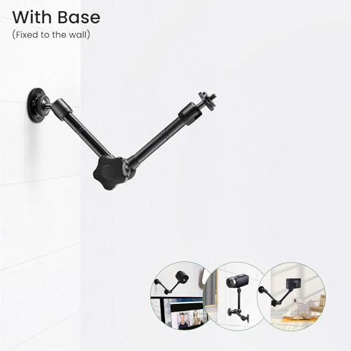 MOKOSE 10 inch Articulating Magic Arm with Super Clamp and Wall Mount Base,Friction Arm Mount for LCD Monitor LED Light Camera Rig
