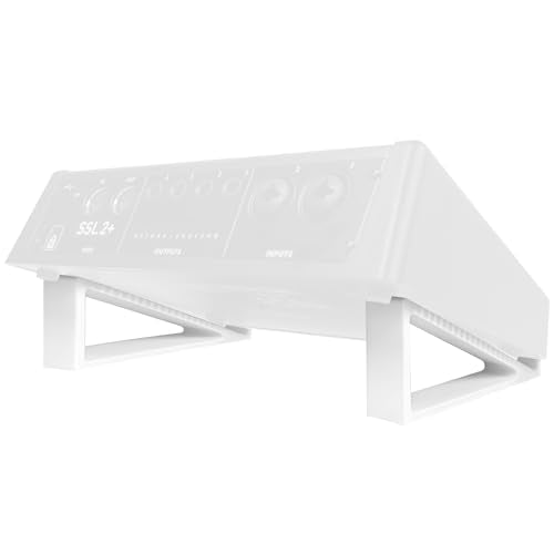 Musiin Audio Interface Stand compatible with SSL2+ MK2,ID14 MK2,ID4 MK2,Apollo X 4,and more.Minimal design with solid triangle frame saves space and keeps your setup stable and professional (White) - color: White