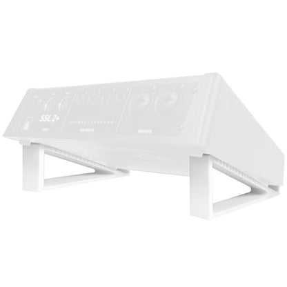 Musiin Audio Interface Stand compatible with SSL2+ MK2,ID14 MK2,ID4 MK2,Apollo X 4,and more.Minimal design with solid triangle frame saves space and keeps your setup stable and professional (White) - color: White