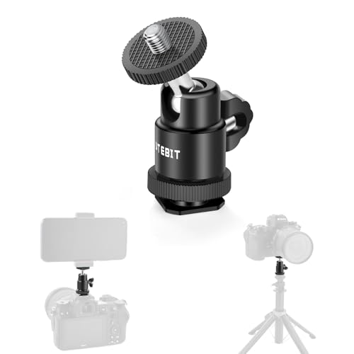 UTEBIT 2 Pack Universal 1/4" Swivel Mini Ball Head Screw Tripod Mount | 360° Rotating Mount Base Adapter 1/4" Camera Hot Shoe Mount for DSLR Cameras Vive Tripods Monopods Camcorder Light Stand - size: 12MM BALL-2PACK